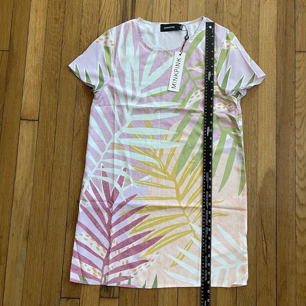 New MINKPINK Small Pink Tropical Multicolored Midi Dress NWT Resort Vacation - Picture 5 of 9